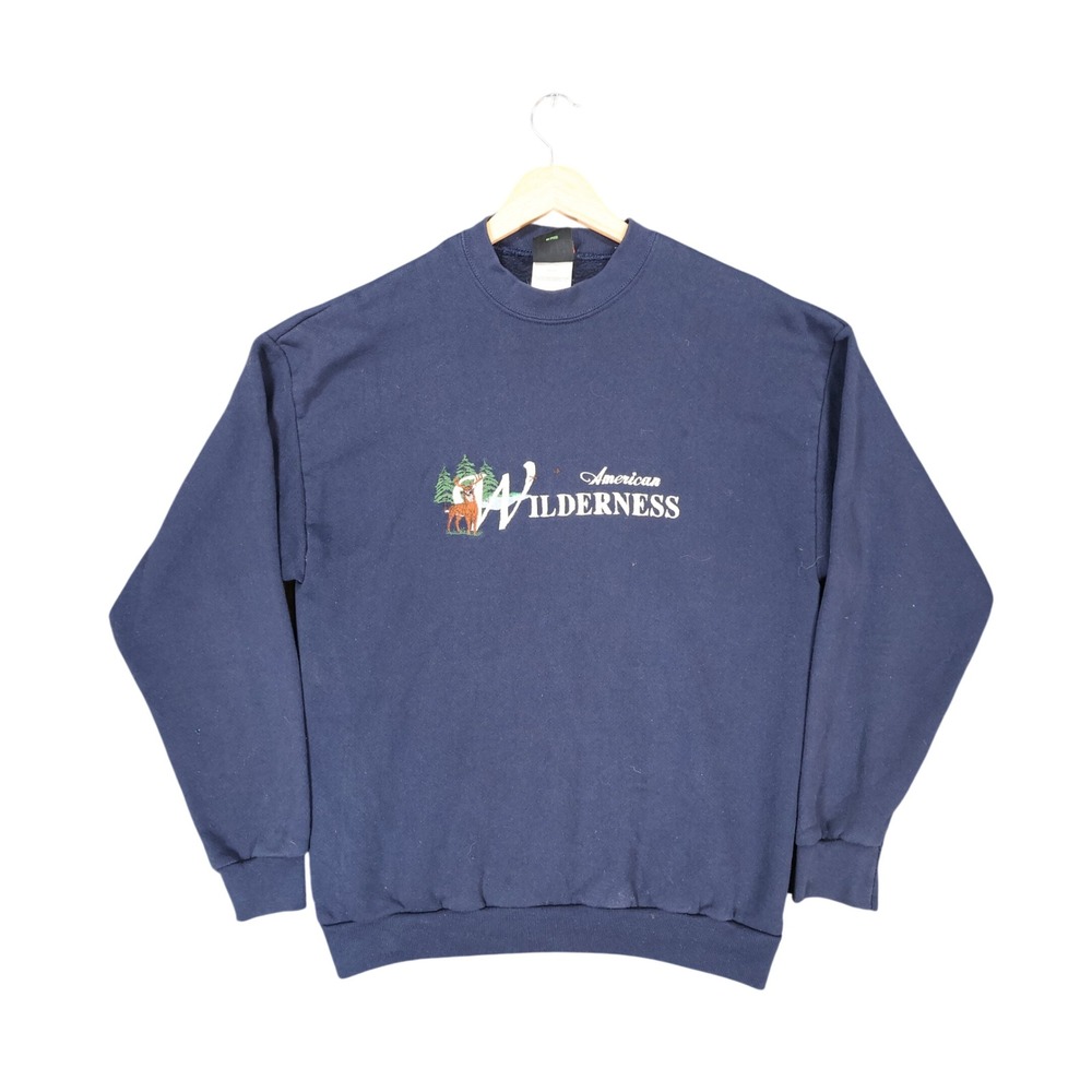 TSI Sweatshirt Mens‎ Large Navy Blue Cotton Blend American Wilderness Graphic